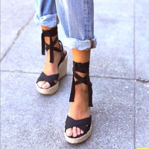 Lulu’s Esme Lace up Espadrille’s. Never worn. Size 7.5 Black